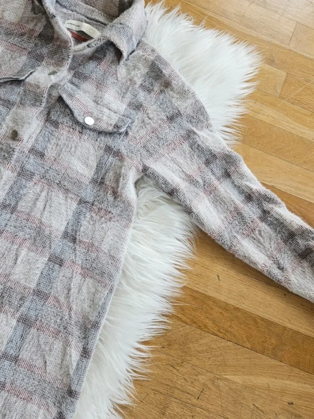 Anthropologie Pilcro Plaid Eliza Shacket Jacket Eyelash Pastel Checkered Size XS